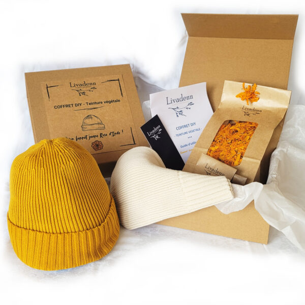 Coffret DIY Teinture végétale - Mon bonnet jaune de Rose d'Inde !