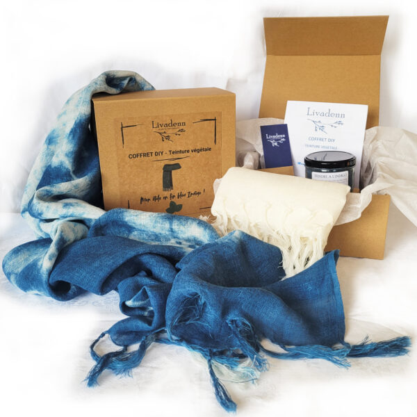Coffret DIY Teinture végétale - Mon étole en lin bleu Indigo !